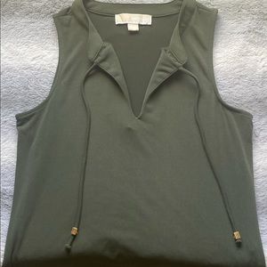 MICHAEL Michael Kors Olive Green Sleeveless Dress with Ruffled Trim Sz XS